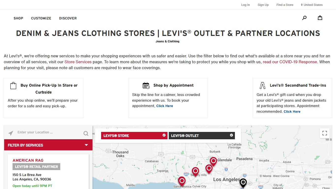 Denim & Jeans Clothing Stores | Levi's® Outlet & Partner Store Finder