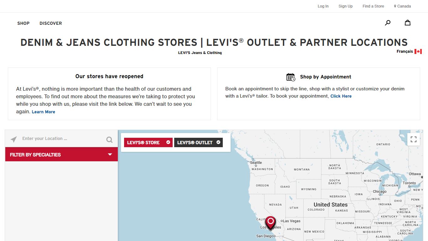 Denim & Jeans Clothing Stores | Levi's® Outlet & Partner Store Finder